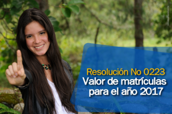 Valor de matrículas y derechos pecuniarios para el año 2017